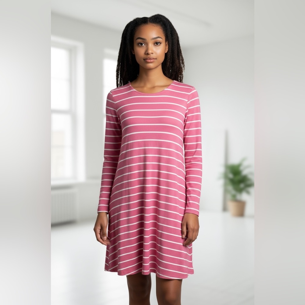 Old Navy Pink & White Striped Swing Dress Size XS